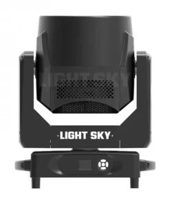 Aquapearl Pro, un apparecchio di illuminazione da palco di LIGHT SKY, presenta un design ingombrante e rettangolare con una parte superiore curva e supporti laterali che consentono la rotazione o la regolazione dell'angolazione. Sembra una luce a testa mobile solitamente utilizzata nei concerti o negli eventi.