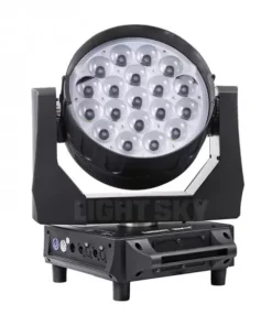 Il TX 1940Z è un apparecchio di illuminazione da palco nero dotato di un ampio array LED circolare con più lampadine, montato su una base girevole per un'illuminazione direzionale regolabile. La base include pannelli di controllo e connettori, con la parola LIGHTSKY stampata su di essa.